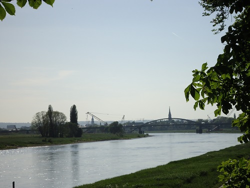 View towards the Waldschlchenbrcke and the historical city centre of Dresden